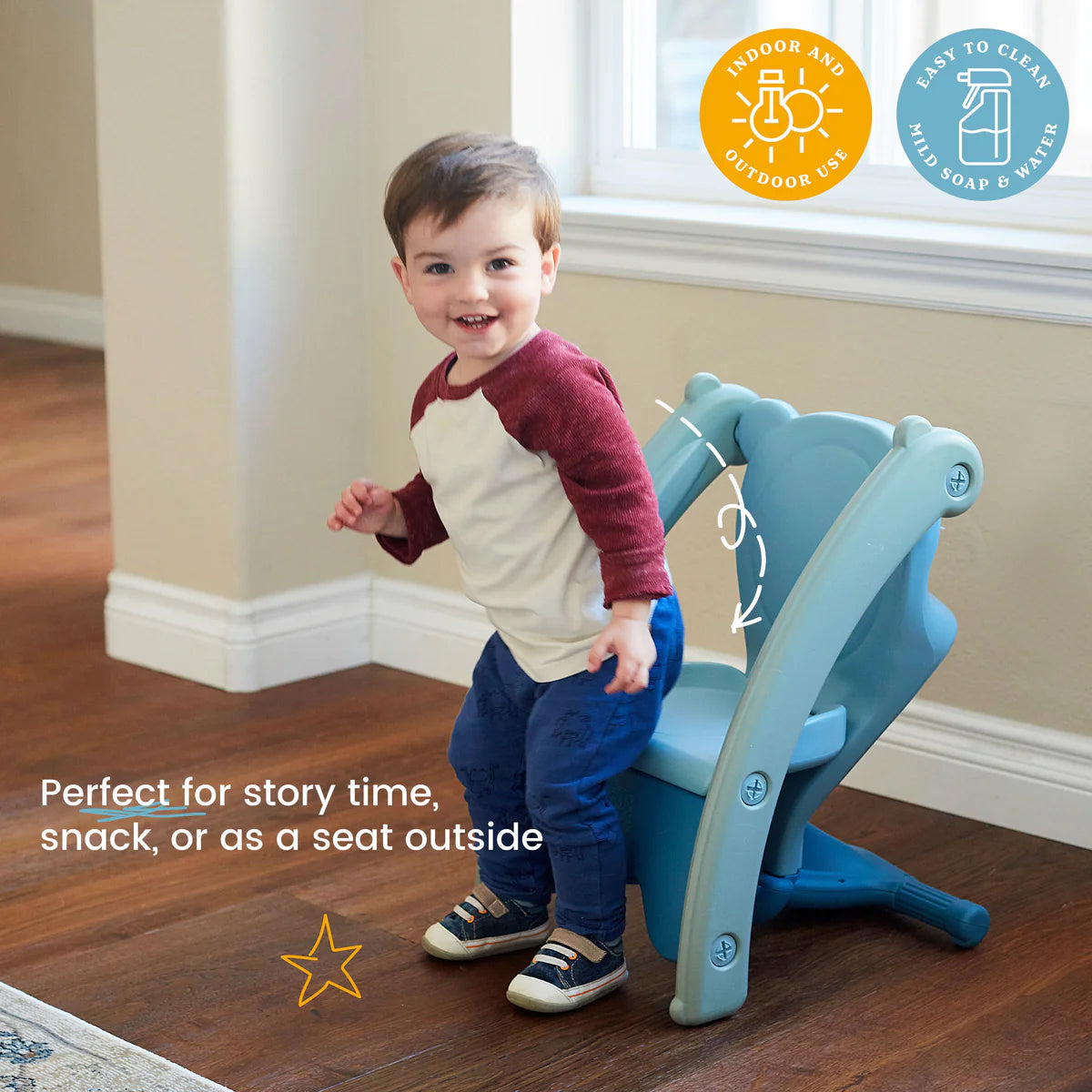 ECR4Kids Sit-N-Rock, Two-in-One Chair and Rocker for Kids and Toddlers, Indoor/Outdoor Sit-N-Rock，二合一兒童椅和搖椅，室內/室外適用