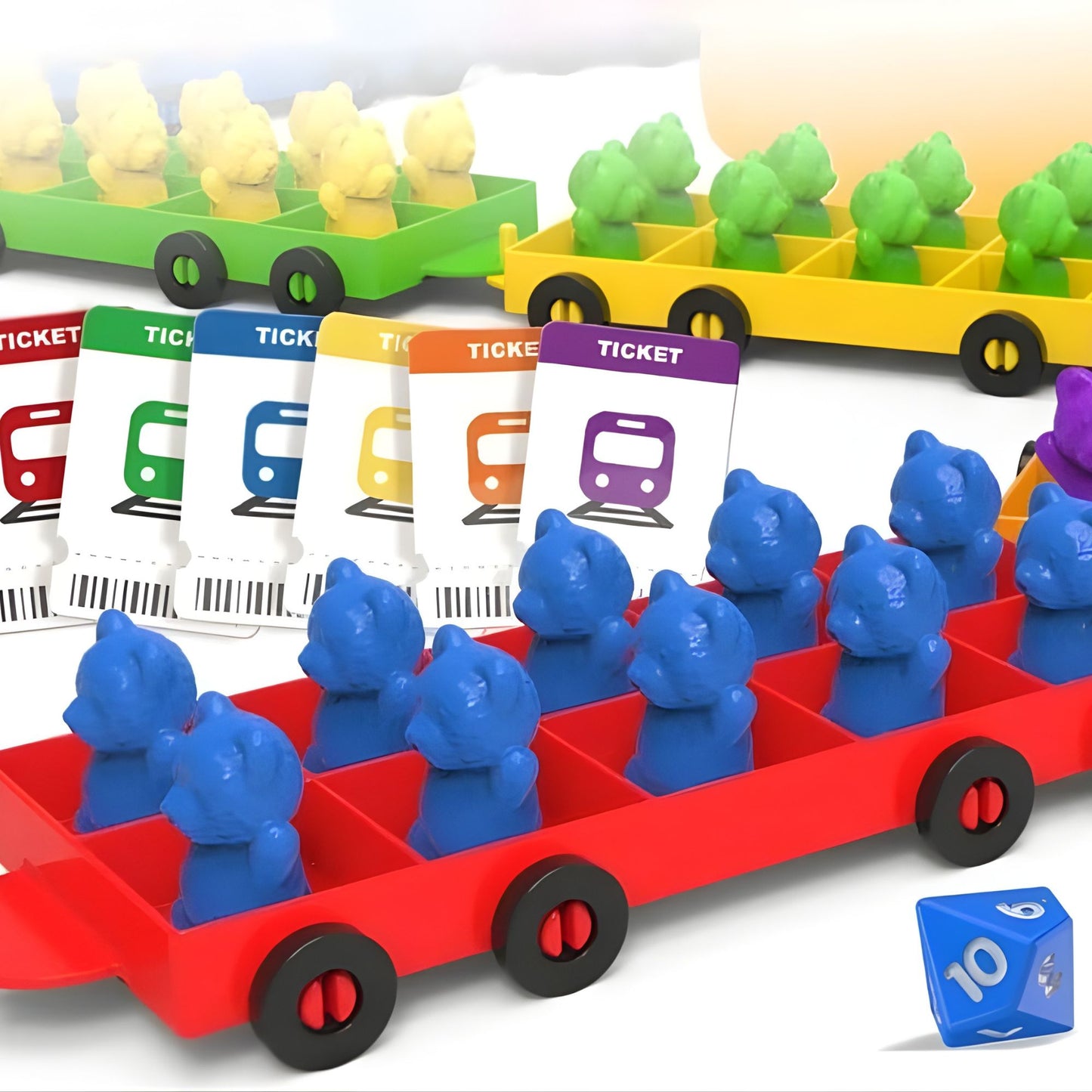 Ten-Frame Train Counting Bear Set – Early Math Manipulatives 彩虹十格陣小火車數數熊套裝 – 幼稚園及學前幼兒數學教具