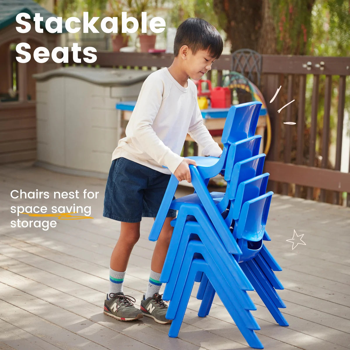 ECR4Kids Plastic School Stack Chair Set of 5張套裝 課室可疊高樹脂椅子 GREENGUARD Gold Certified
