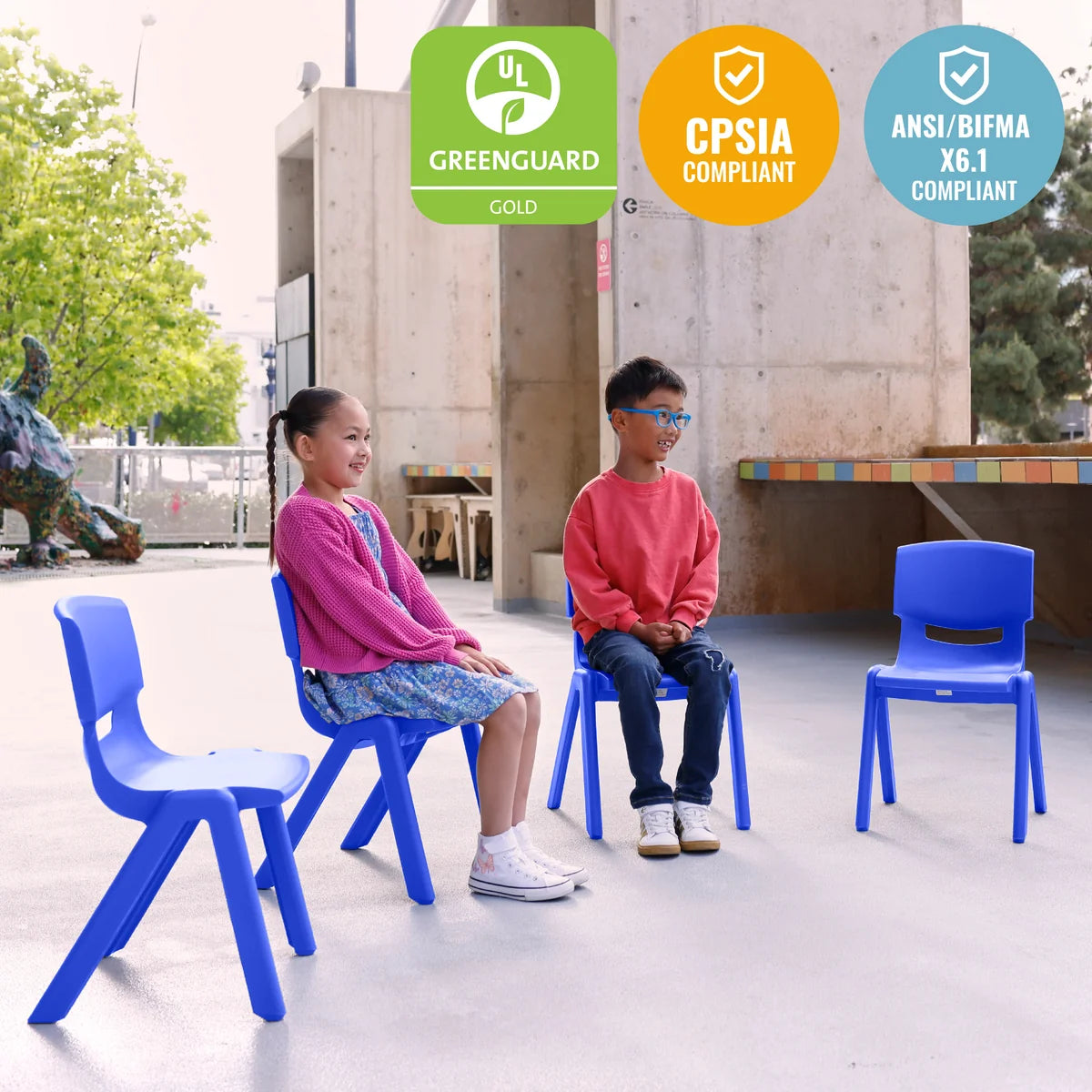 ECR4Kids Plastic School Stack Chair Set of 5張套裝 課室可疊高樹脂椅子 GREENGUARD Gold Certified