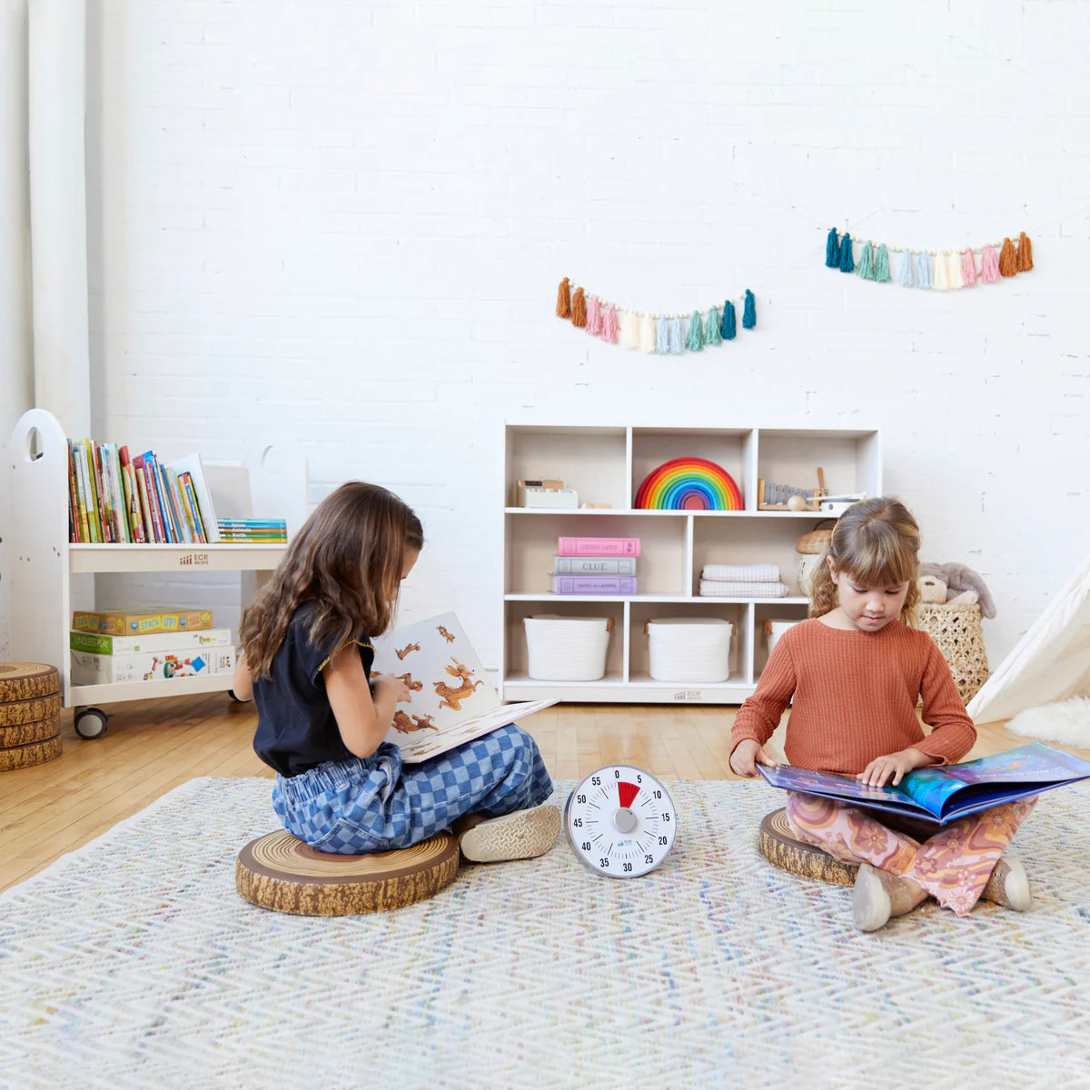 ECR4Kids Mobile Book Cart with Countdown Timer and Storage