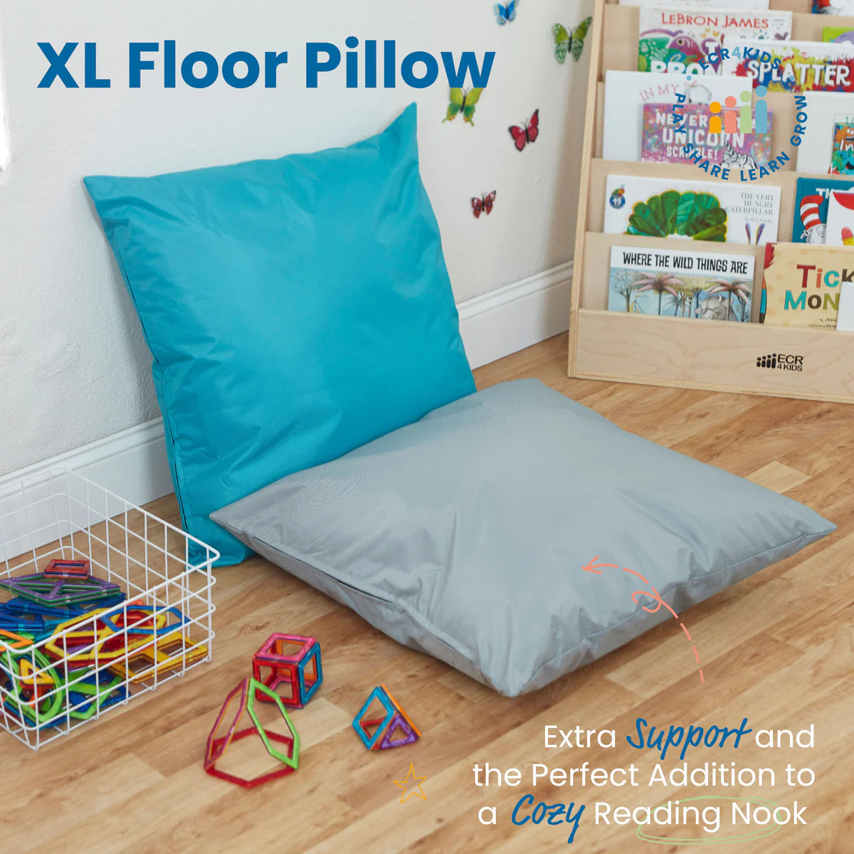 ECR4Kids SoftZone Jumbo Floor Pillow Cushion Size 27" x 27" 巨型咕臣座墊