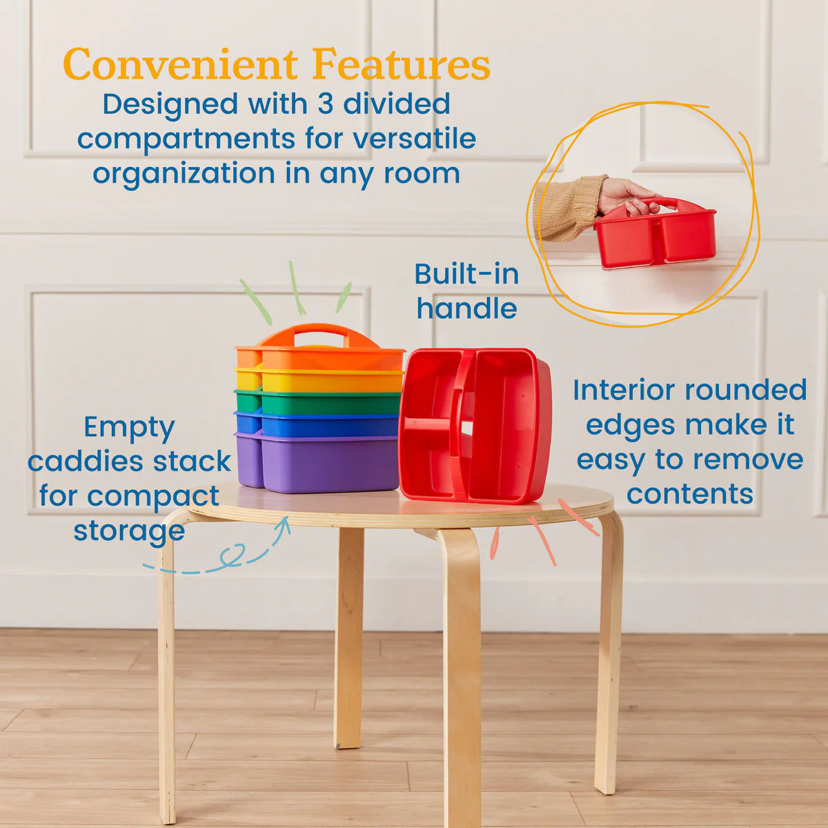3-Compartment Storage Caddy, Small, Supply Organizer  三隔間儲物箱，小型用品整理器