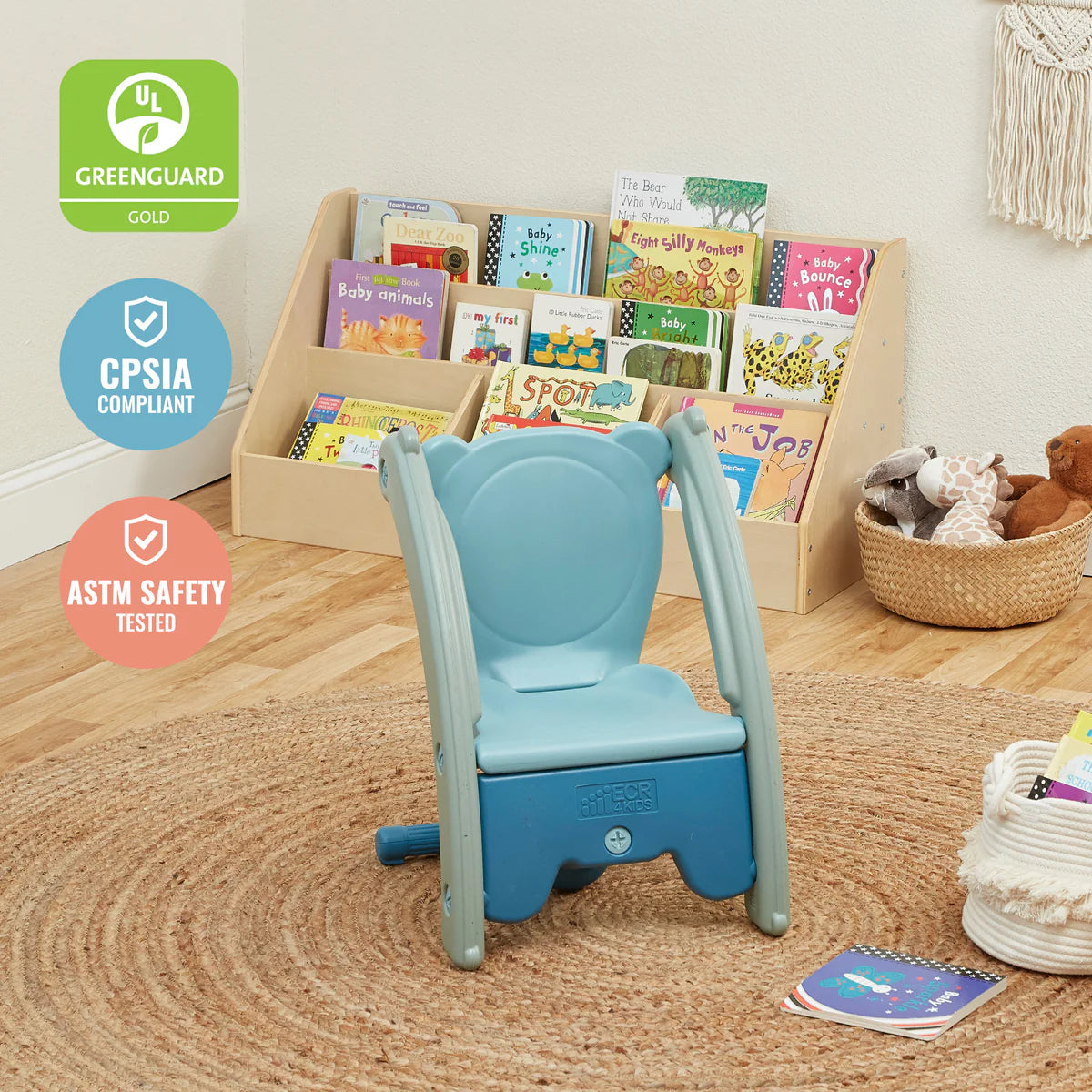 ECR4Kids Sit-N-Rock, Two-in-One Chair and Rocker for Kids and Toddlers, Indoor/Outdoor Sit-N-Rock，二合一兒童椅和搖椅，室內/室外適用