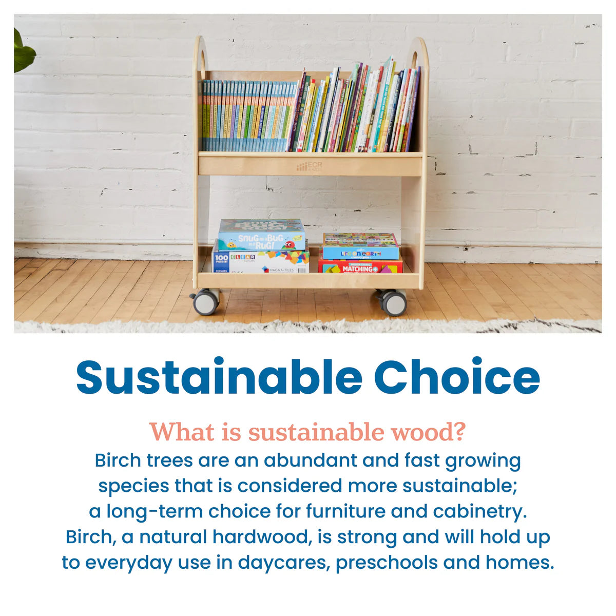 ECR4Kids Mobile Book Cart with Countdown Timer and Storage