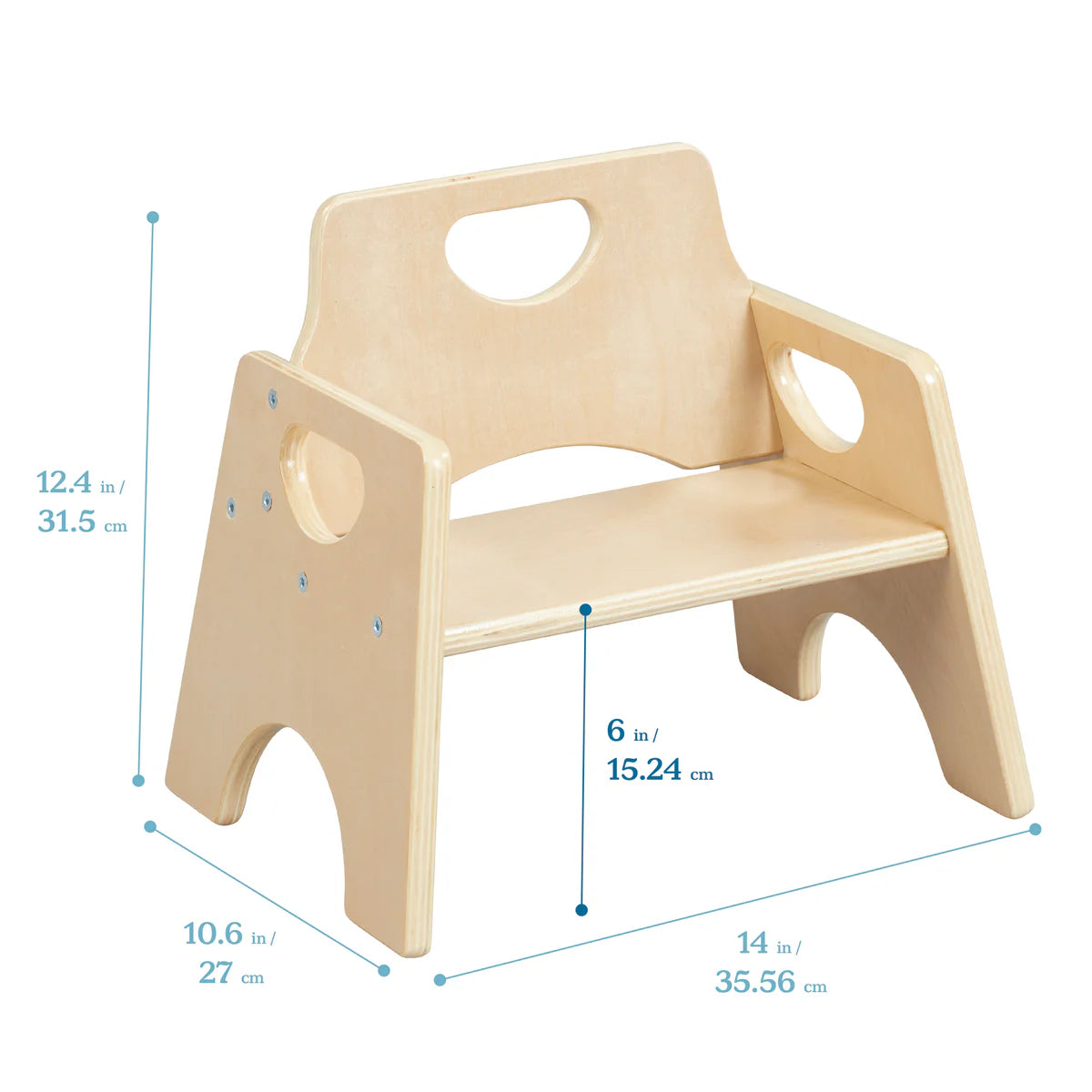 ECR4Kids Stackable Wooden Toddler Chair, 6in, Kids Furniture, 2-Pack 可堆疊木質幼兒椅，6英寸，兒童家具，2件裝